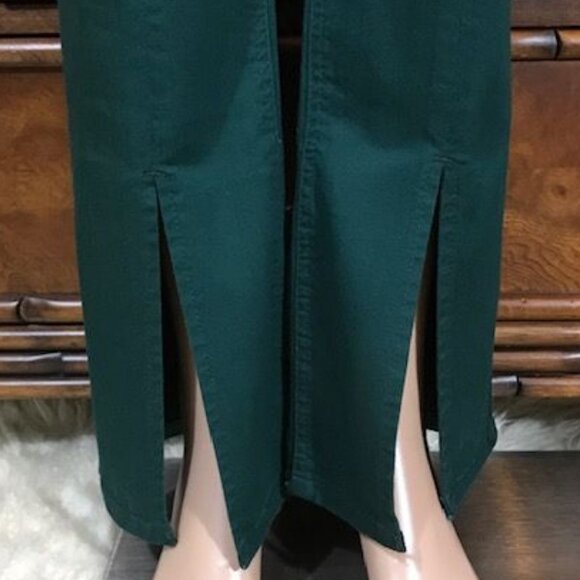 NWOT DG2 Teal Front Slit Center Seamed Stretch Cotton Blend Bootcut Jean - Picture 6 of 10